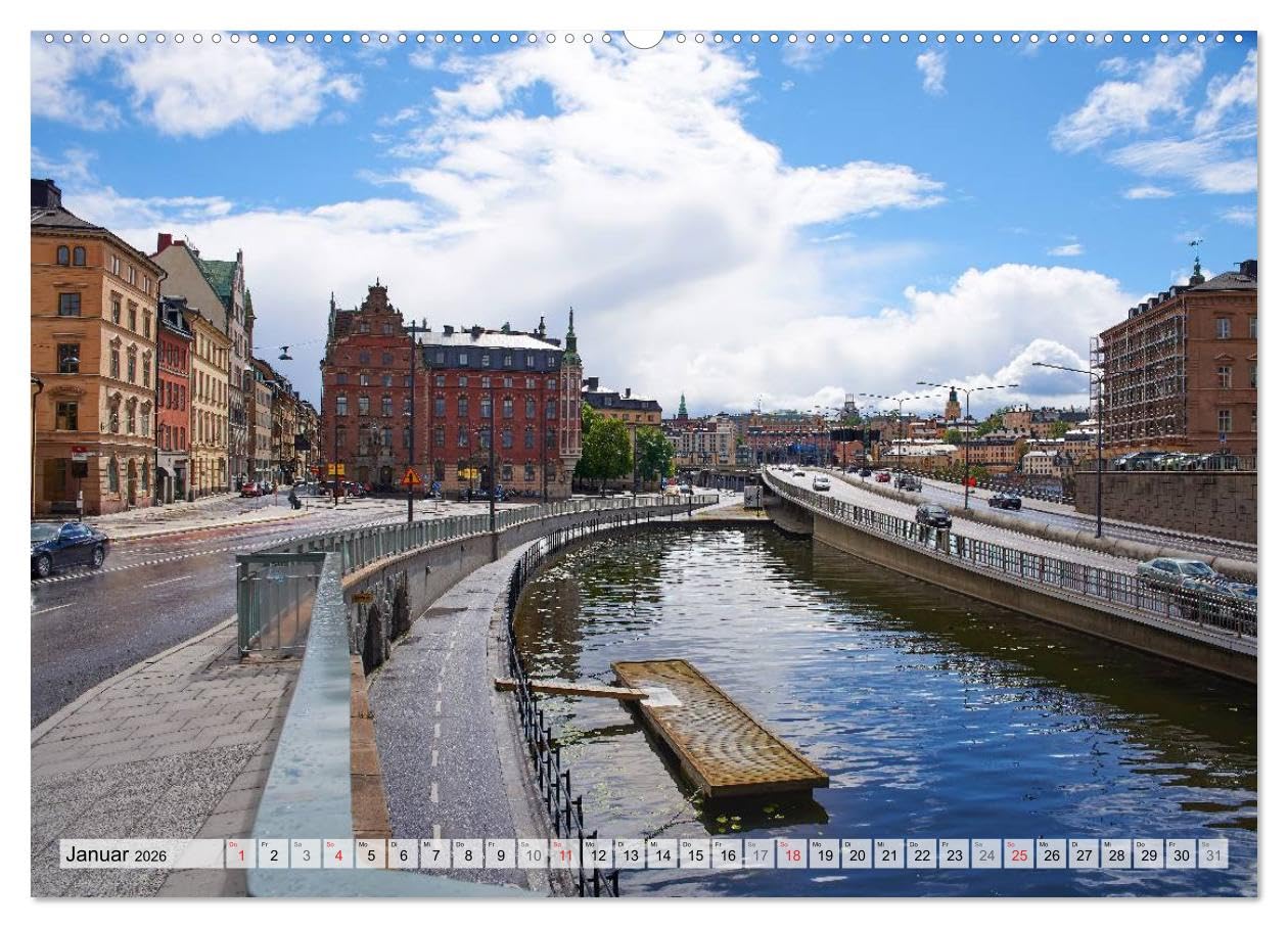 Stockholm an Mittsommer (Wandkalender 2026 DIN A2 quer), CALVENDO Monatskalender: Stockholm im Licht der Mittsommernacht. (CALVENDO Orte)