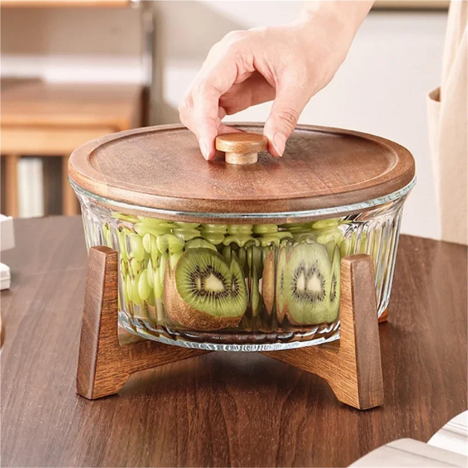 Tarro De Caramelo Tarro Grande for Dulces, Tarro de Almacenamiento de Vidrio for el hogar, Plato de Frutas, Plato de Dulces for Sala de Estar para Bodas Caramelos(Clear-with Lid)
