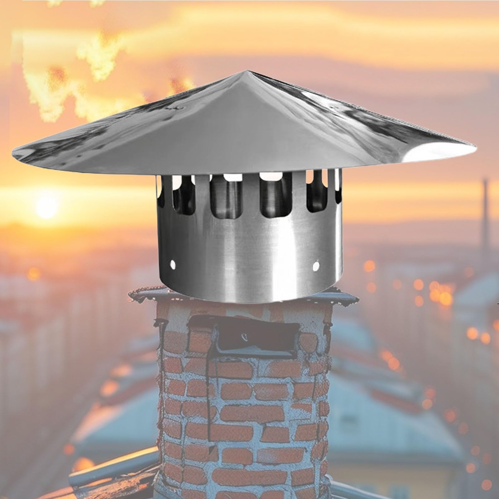 Bhfljsaq Chimney Rain Caps,Weatherproof Chimney Cap - Umbrella-Shaped Cone Top Rain Cap, Insulated Flue Cowl Fireplace Cover For Outdoor Use, 11Cm (4.3In) Replacement Roof Vent Cap