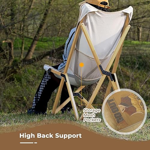 Miniatura 5 de Bathonly Paquete de 2 sillas plegables para acampar al aire libre, silla de playa con bolsillo trasero y bolsa de transporte, silla reclinable