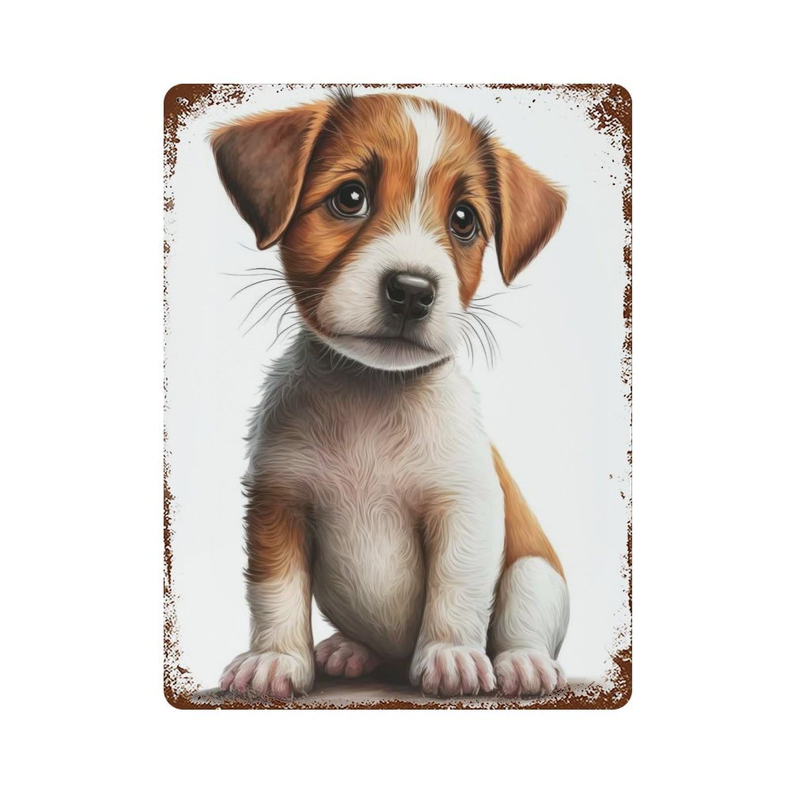Jack Russell Terrier 02 15.7"x11.8" Vintage Rust Metal Sign, Novelty Wall Decor for Living Room, Hallway And Home Decor