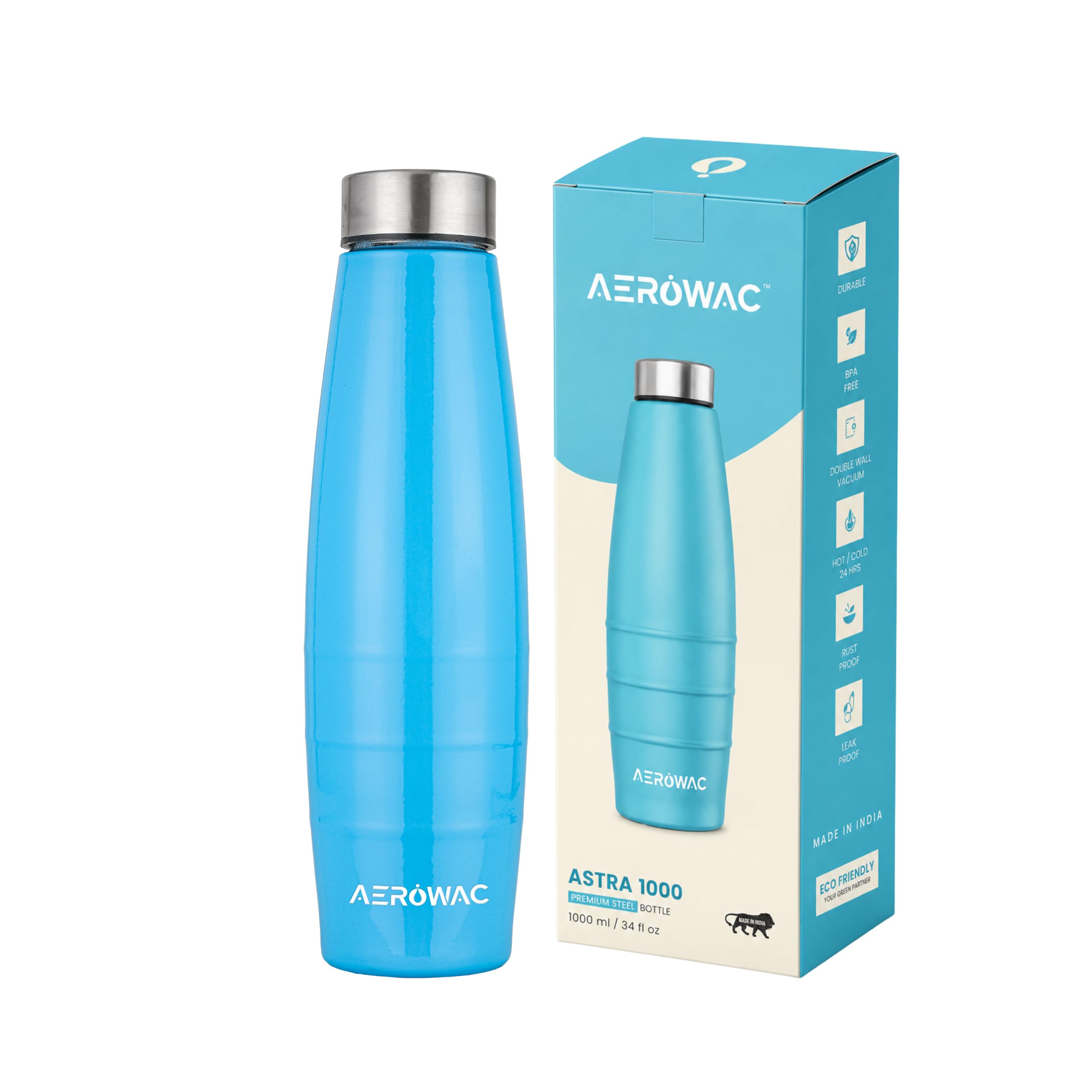 AEROWAC Stainless Steel Water Bottle - 1000ml -1