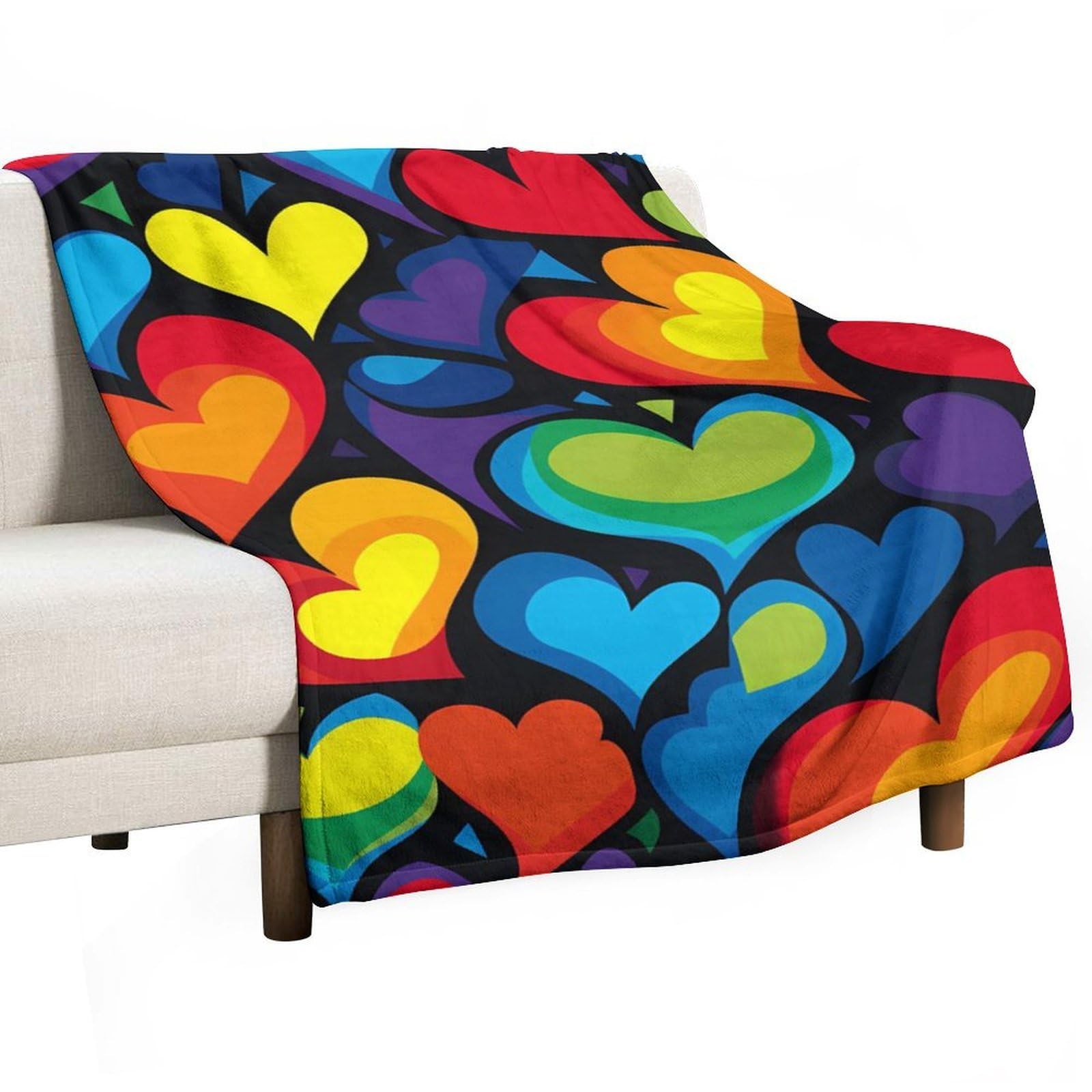 CGSBNGHA Heart LGBT Rainbow Flannel Fleece Blanket Lightweight Soft Throw Blankets for Sofa Couch Bed Chair