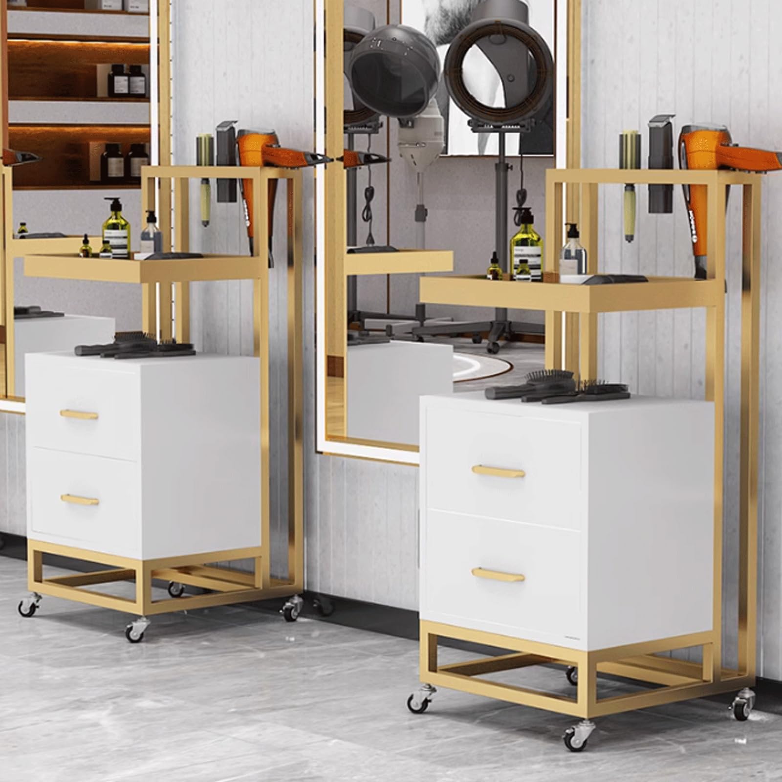esmen Carrello del Salone Carrello in Metallo per Carrello per Salone di Bellezza Medico Carrello per Spa con 2 cassetti Vassoio per Strumenti per Parrucchiere per Clinica Spa