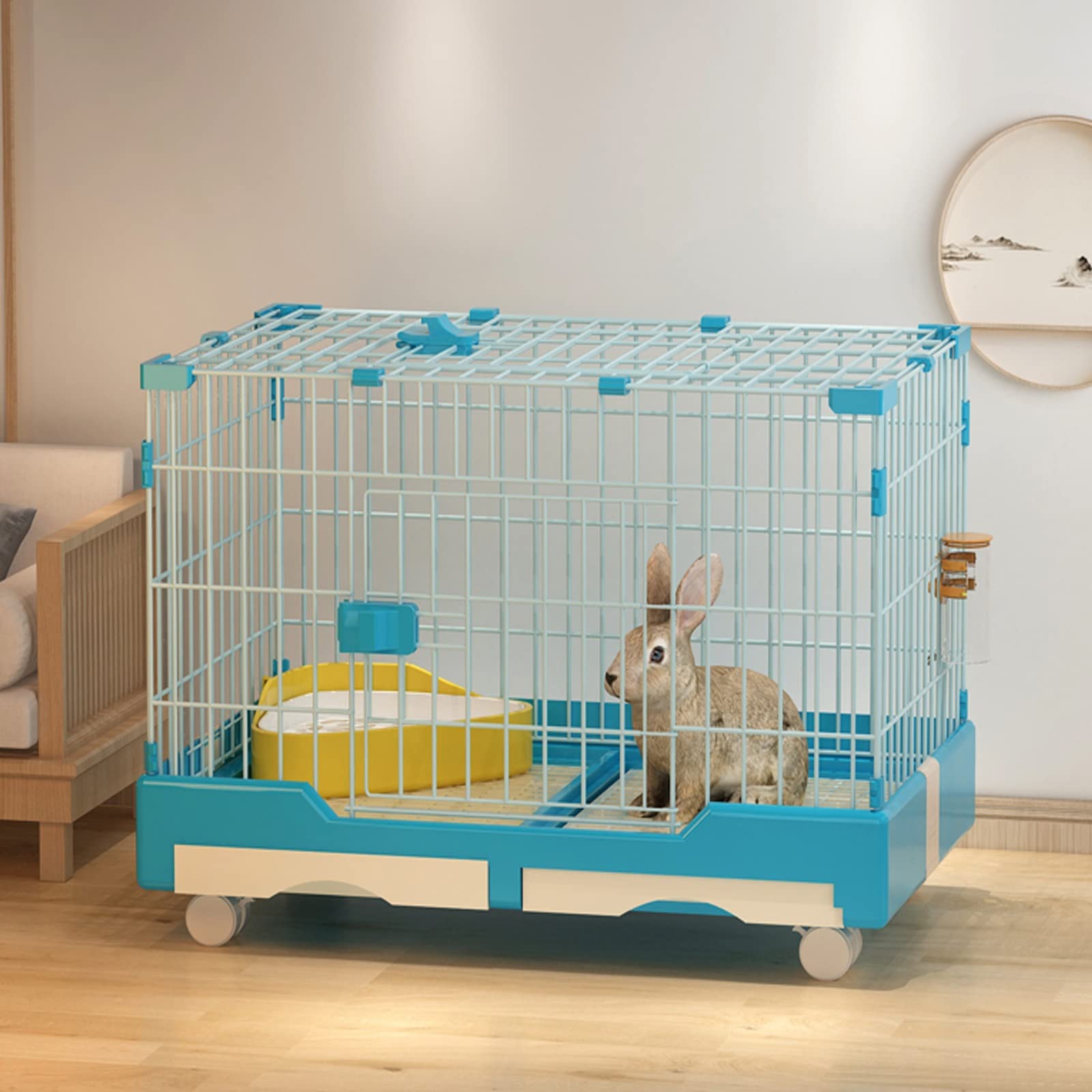 Gabbia Per Conigli Con Rotelle, Gabbia Interna Per Animali Di Piccola Taglia Con Toilette A Cassetto Facile Da Montare, Facile Da Pulire, Facile Da Spostare Cani Di Piccola Taglia, Gatti ( Color : Blu