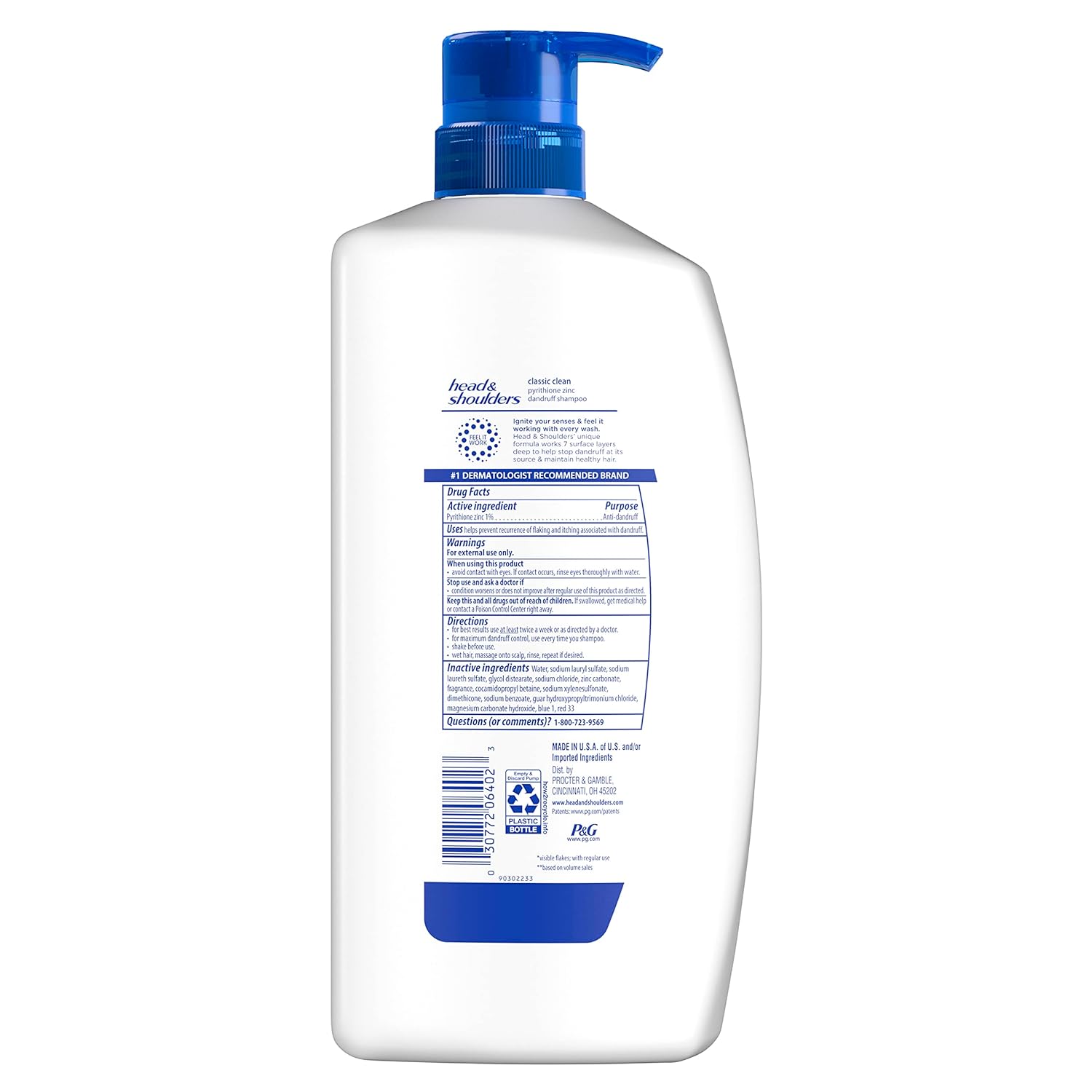 Head & Shoulders Anti-Dandruff Shampoo with 1% Pyrithione Zinc, Classic Clean, Fresh Scent, Daily Use, Moisturizing, Flake Control, Color-Safe, Safe for All Hair Types - Dry, Itchy Scalp, 28.2 Fl Oz - Image 11