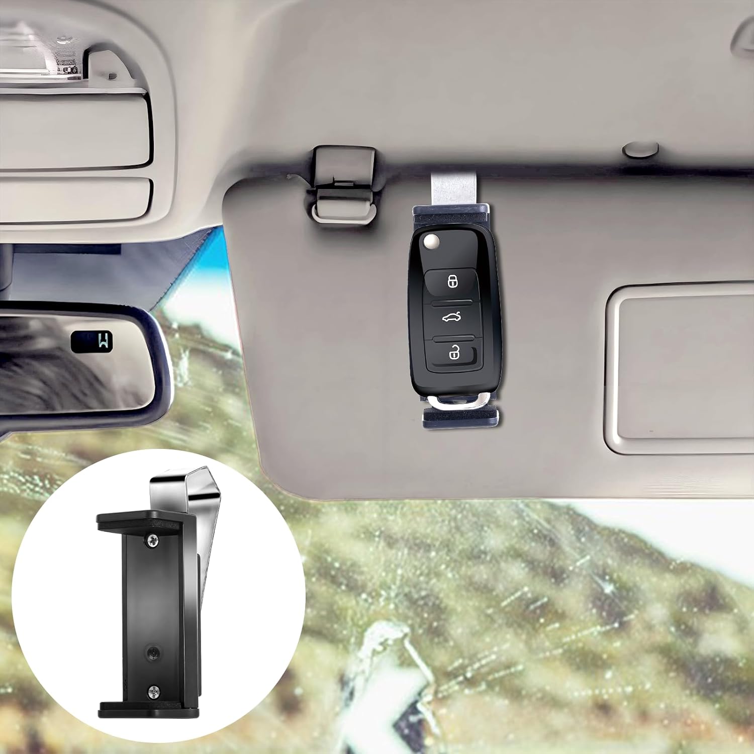 2 Pcs Garage Door Opener Clip Adjustable Gate Clicker Holder Universal Remote Visor Clip for Cars Fits Replacement for Different Size Remotes 1.7-2.55 Inch