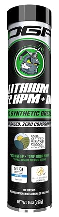 DGP Biosynthetic Lithium Complex #2 Grease USDA Certified, Industrial-Grade CV Joint & Wheel Bearing Grease for High-Load, High-Temp Use in Construction, Agriculture 14 oz