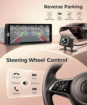 Single Din Car Stereo 6.9 IPS Touchscreen Radio