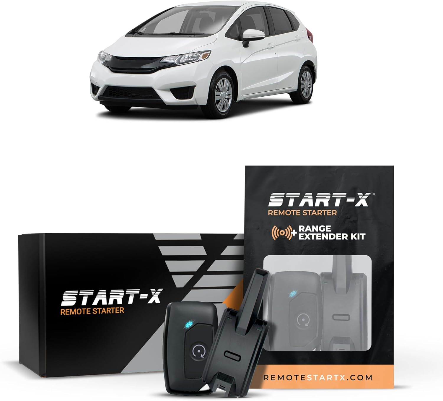 Start-X Remote Starter Kit + 2000ft 1 Way Range Extender for Honda Fit (2015, 2016, 2017, 2018, 2019, 2020) Vehicles with Key Ignition