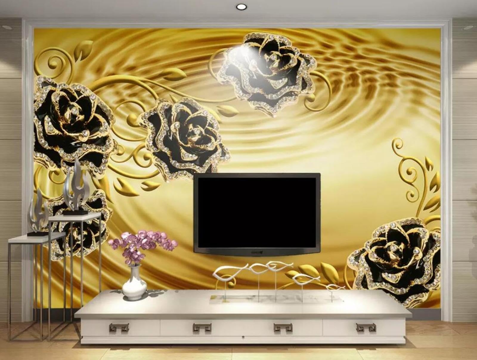 Papier peint panoramique 3D pour agrandir un salon et masquer un mur