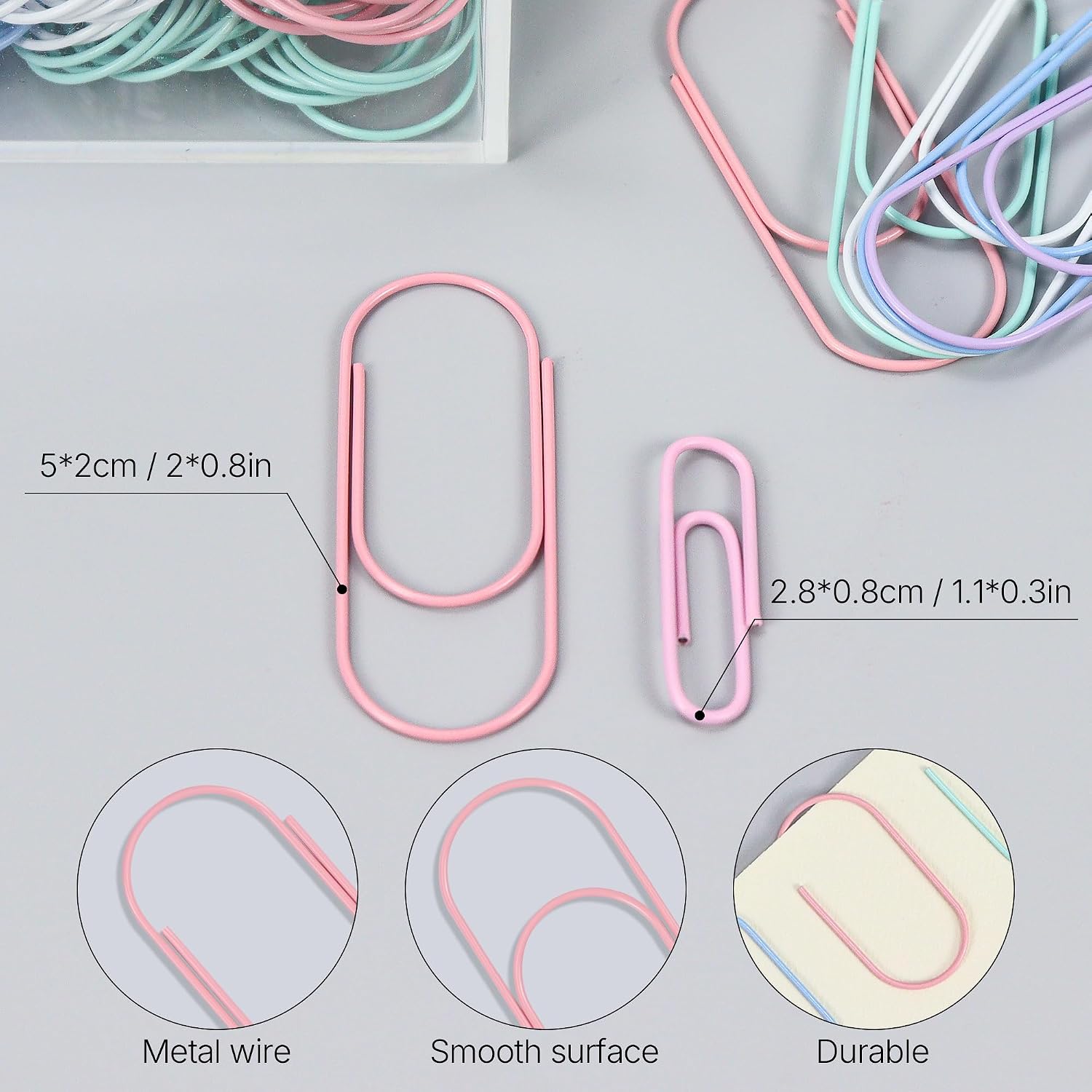 80 Pcs Macaron Color Jumbo Paper Clips, 2 Inch Large Paper Clip with Box image 3