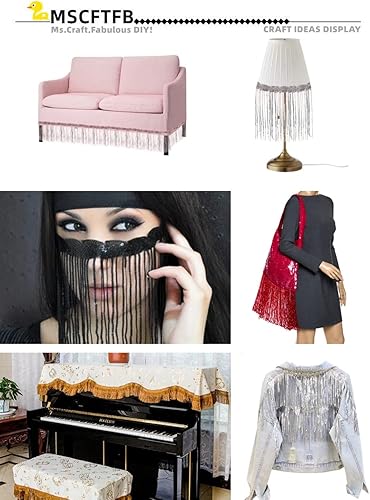 Miniatura 7 de Cinta de lentejuelas brillantes de 10 yardas, con borlas, flecos, tela de encaje para costura, cortina, almohada, decoración del hogar, fiesta,