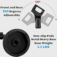 Vista 5 de YOUEON 2 piezas de soporte de micrófono de escritorio, soporte de micrófono de mesa ajustable con clip de micrófono y adaptador de tornillo macho