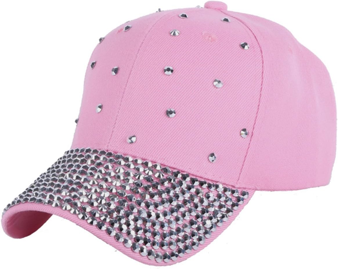 Queenbox Rhinestone Crystal Bling Baseball Cap Jean Kids Vintage Washed Denim Dad Heart Shaped Distressed Strapback Hat
