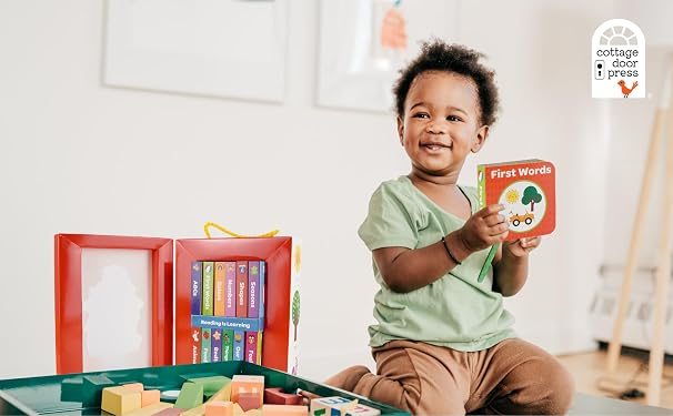 Early Learning My Little Learner Library - 12 Mini Board Book Set to Learn Numbers, Colors, Shapes, and More!