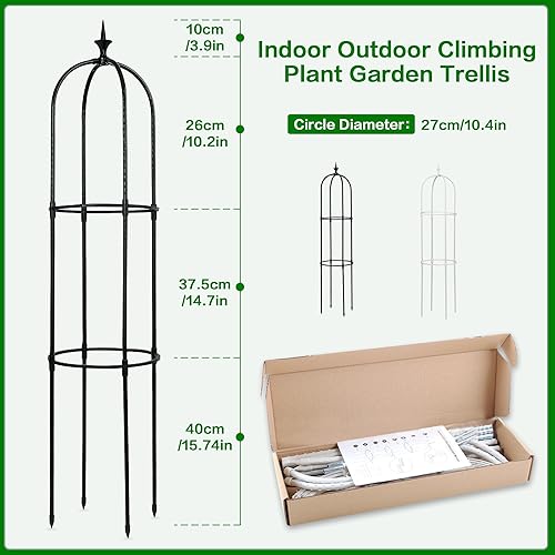 Vista 5 de Echpzed 3.7ft Arched Garden Trellis for Climbing Plants and Vegetables,Versatile and Easy Setup Obelisk Garden Plant Support Cage for Roses, Vines