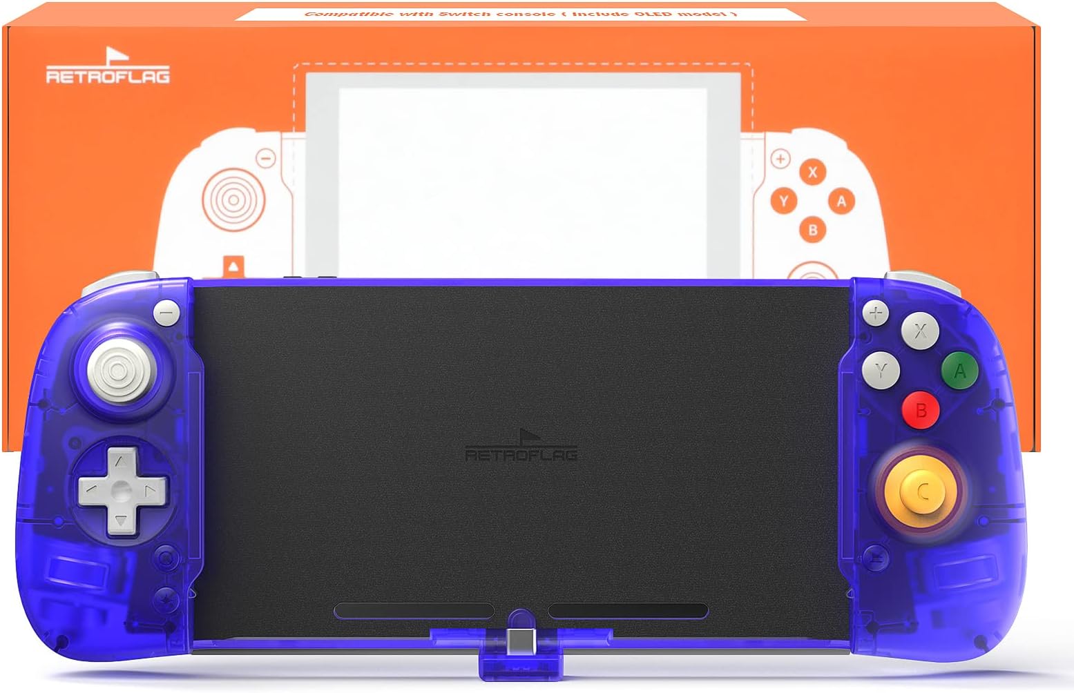 Retroflag Switch Handheld Controller, [No Drifting] Split Pad Pro Controller with Hall Effect Joystick, One-Piece Joypad Compatible with Switch LCD/Switch OLED, Motion Control (Purple)