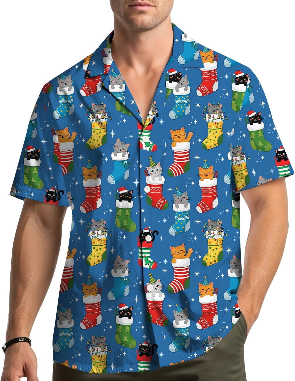 Holiday Hawaiian Shirt for Men Women Christmas Hawaiian Shirts Festive Summer Beach Short Sleeve Button Down