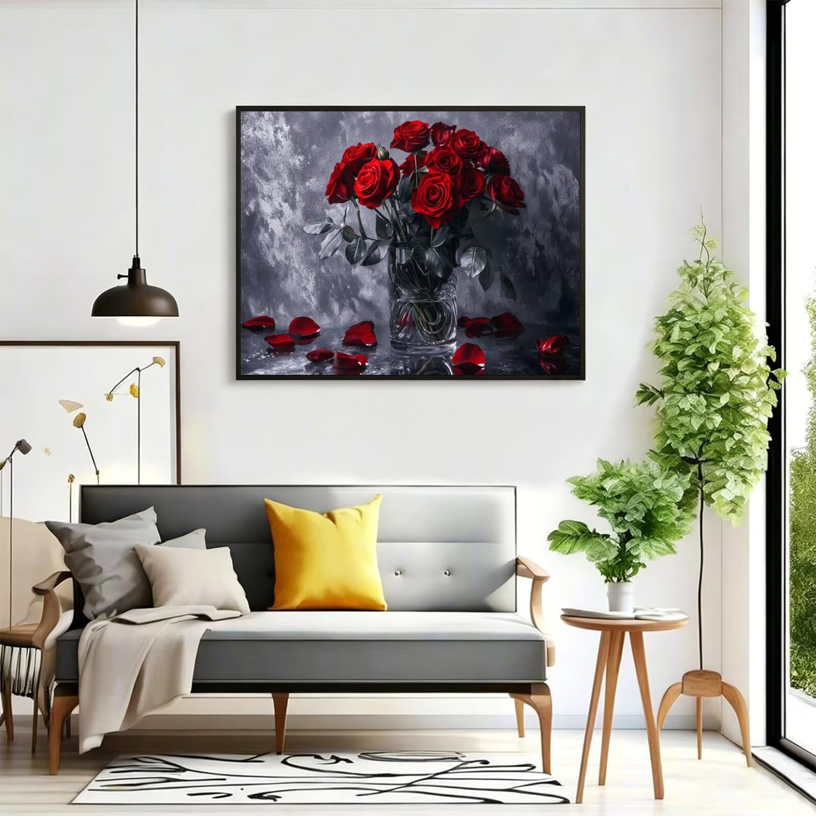 Pintar por Numeros rosa Pinturas Acrilicas planta Pintura por Numeros Adultos DIY Lienzos para Pintar, Pintura Acrilica Manualidades, Decoración para Hogar, Regalos Cumpleaños 90x120cm Sin Marco q-566