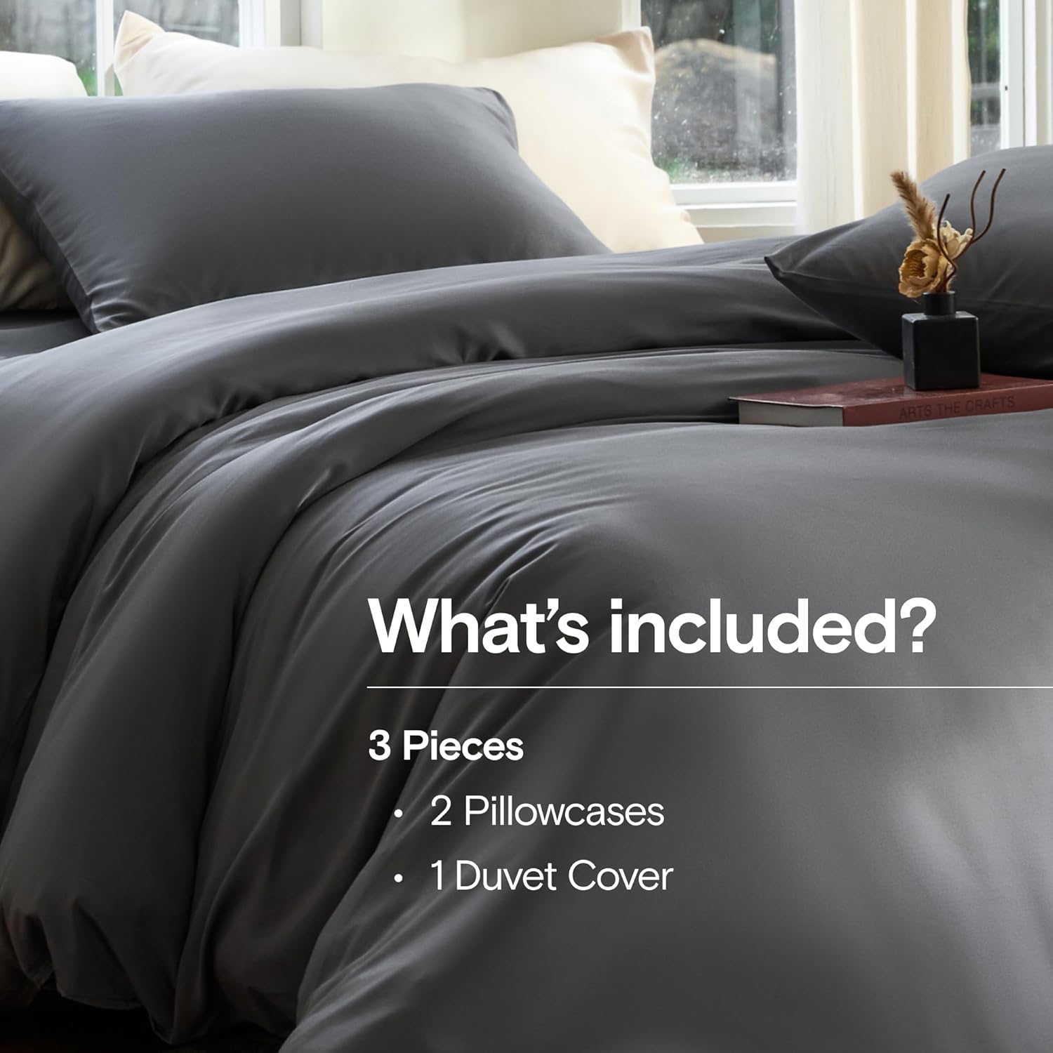 DOZ Duvet Cover Set, 100% Viscose derived from Bamboo, Organically Grown, Buttery Soft, Cooling Duvet Covers, High GSM, 1 Duvet Cover and 2 Pillowcases, 106"x90" (Storm, King/Cal King) - Image 2