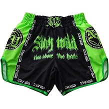 VIPWOLF Men's Muay Thai Boxing Shorts Striped Wide Leg MMA BJJ Kickboxing Shorts