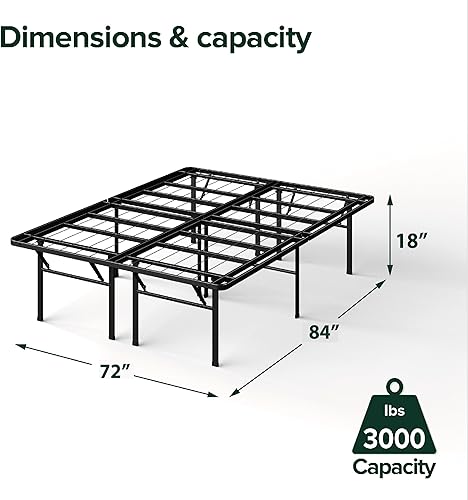 Miniatura 3 de Zinus SmartBase - Base de cama resistente para colchón, plataforma de metal de 18 pulgadas, no necesita somier, marco de acero resistente,