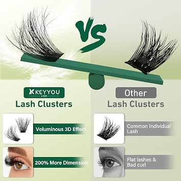 KEYYOU Lash Clusters 3D Effect 100D Wispy Lashes Individual 9-18MIX