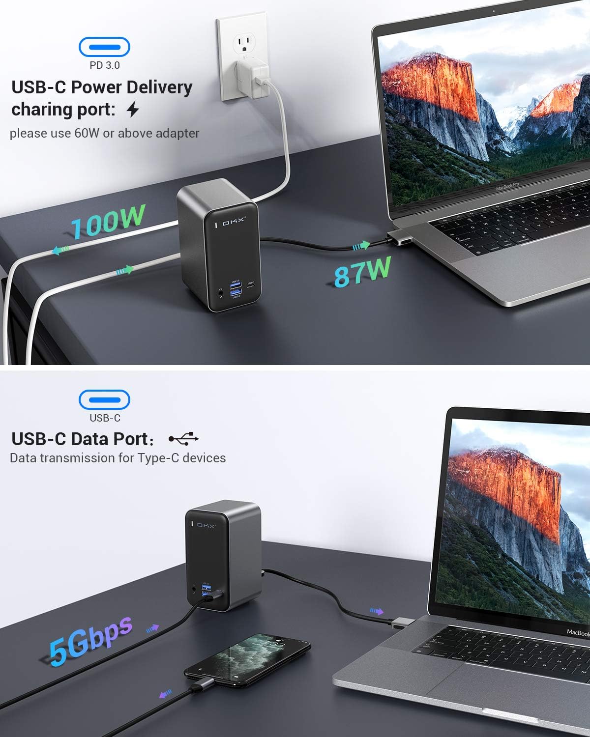 70% Off Discount USB C Docking Station Dual Monitor for MacBook Pro& MacBook Air, 15-in-2 Triple Display Docking Station with 6USB, USB-C, LAN, 3.5mm Audio/Mic, 2 HDMI 4K@60Hz, DP, PD3.0, Extended Display for macOS (black)