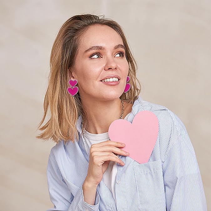 Boho Beaded Earrings Statement Heart Shaped Earrings Handwoven Drop Earrings for Women Gift