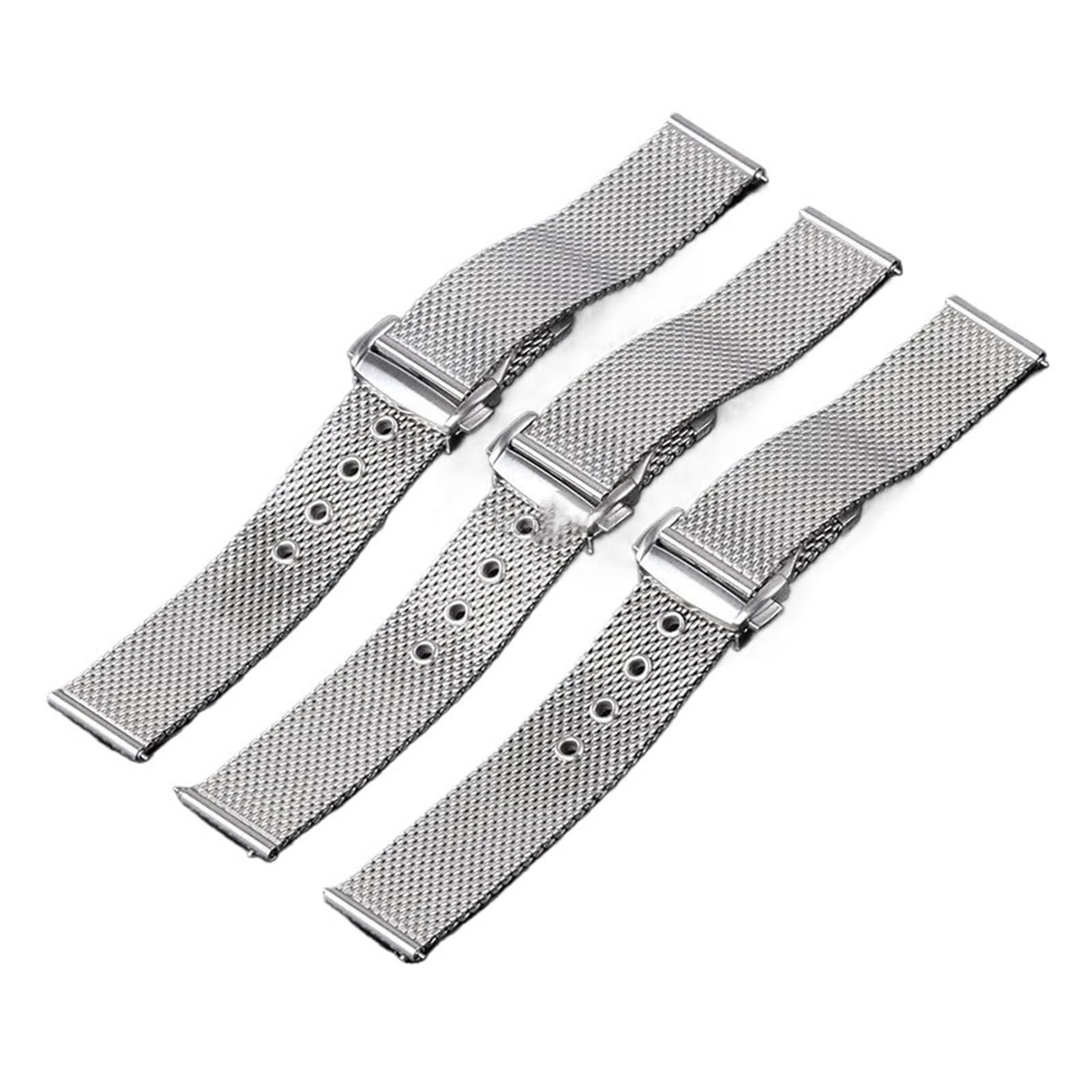 FYYFS Cinturino di ricambio universale in maglia milanese da 20 mm e 22 mm, in acciaio inox, compatibile con Seamaster in metallo, fibbia pieghevole