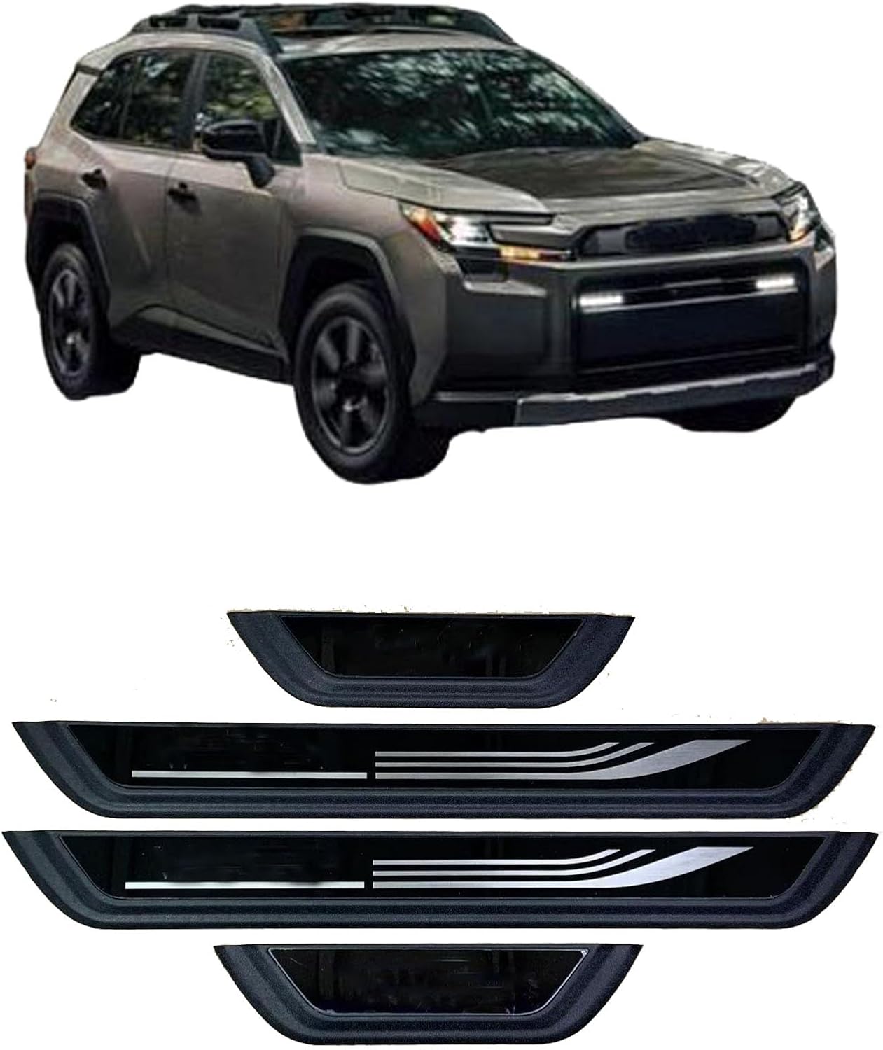 Car Door Sill Protectors, 4PCS Scratch Guard Kit for Toyota Rav4 Woodland 2025 2026 Accessories,Plastic Anti-Scuff Cover Plates Car Door Threshold Protection. (Black)