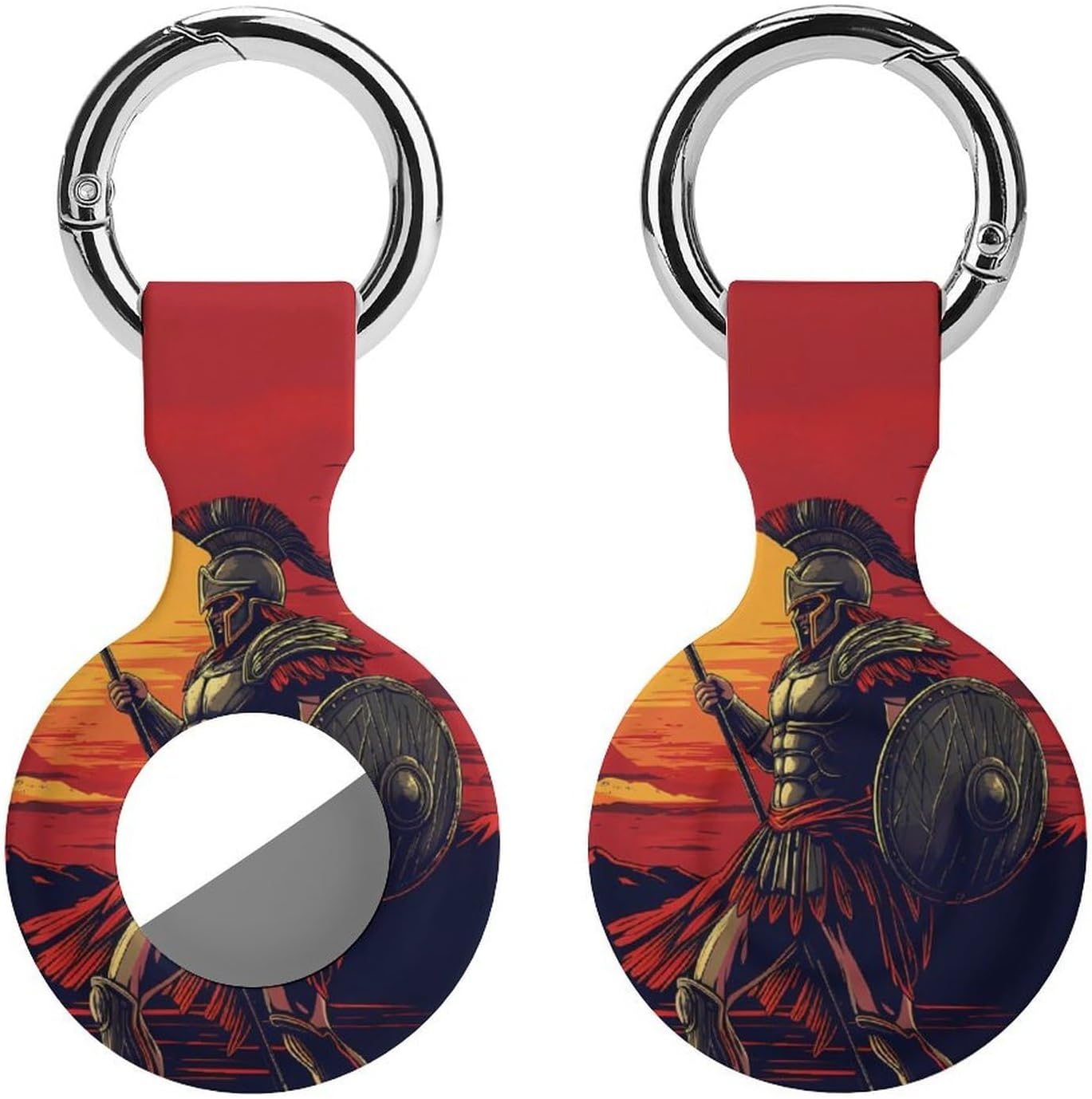 Ancient Greek Spartan Funny Cover Compatible with AirTag Case Protector GPS Tracker Holder with Keychain