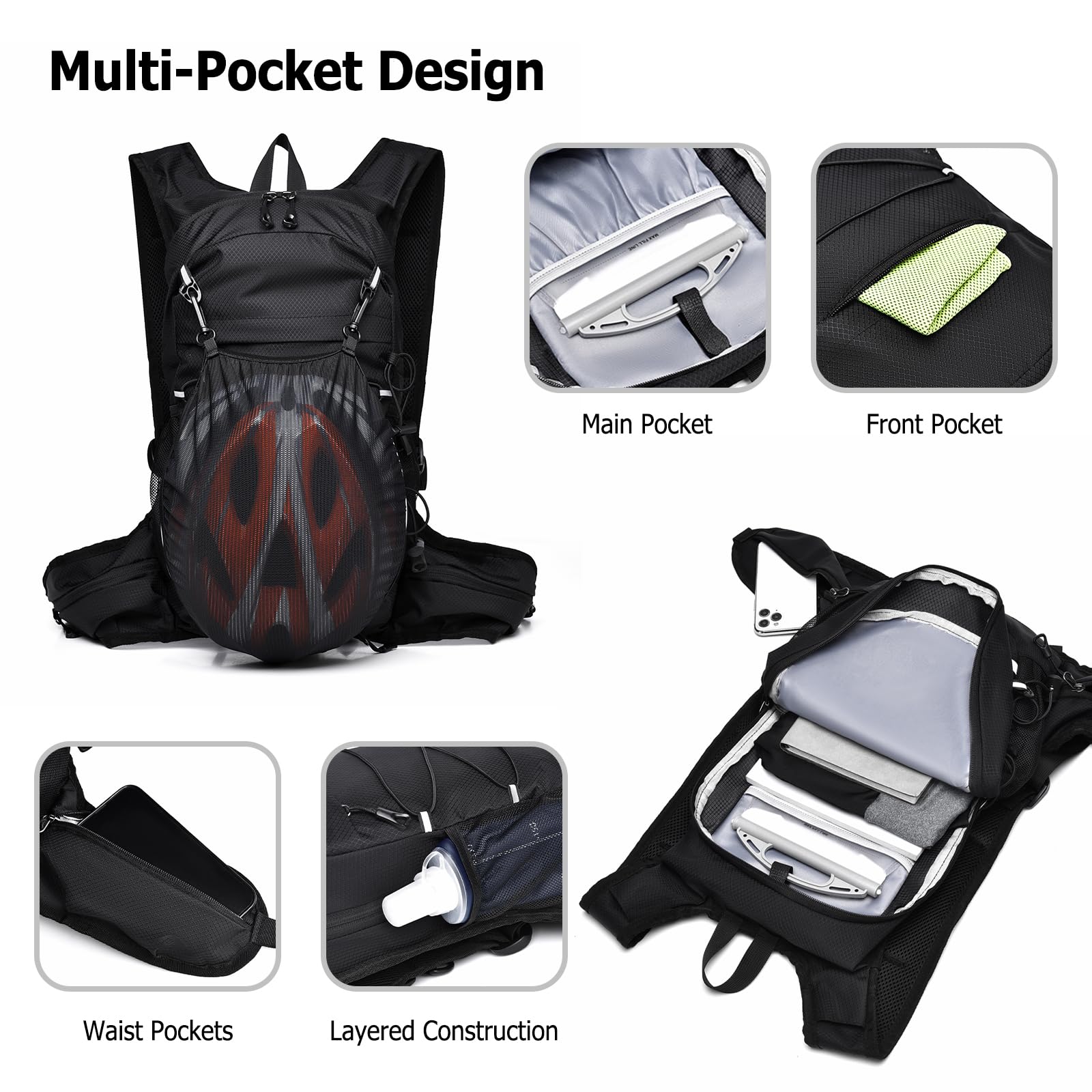 Sac à dos de randonnée imperméable et léger avec bande réfléchissante pour homme et femme, trekking, cyclisme, escalade, sports de plein air