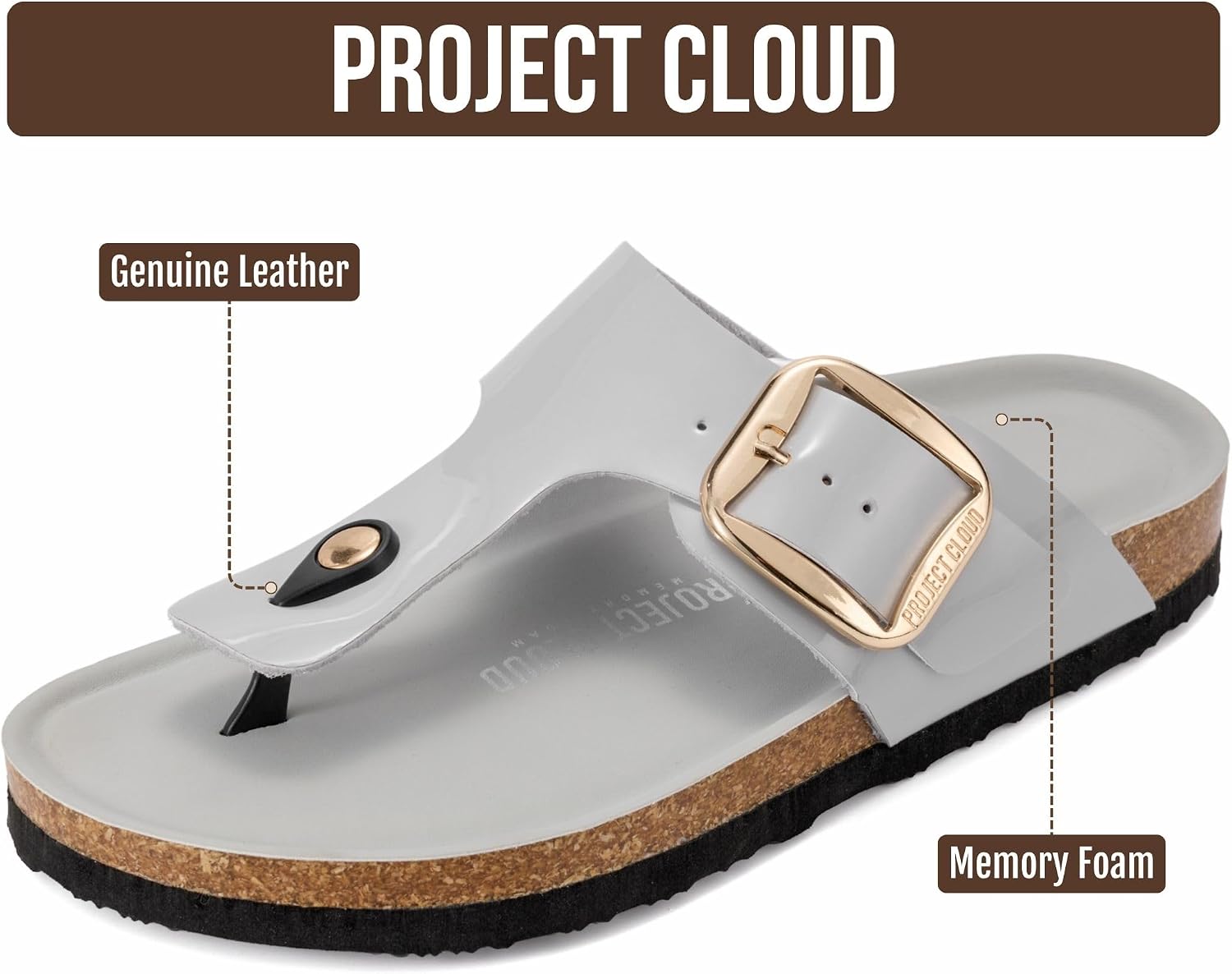  100% Genuine Leather Thong Sandals & Flip Flops for Women | Memory Foam Insole Womens Sandals - Non-Slip Lightweight Comfortable Beach Footwear and Casual Everyday Summer Sandals Women thumbnail