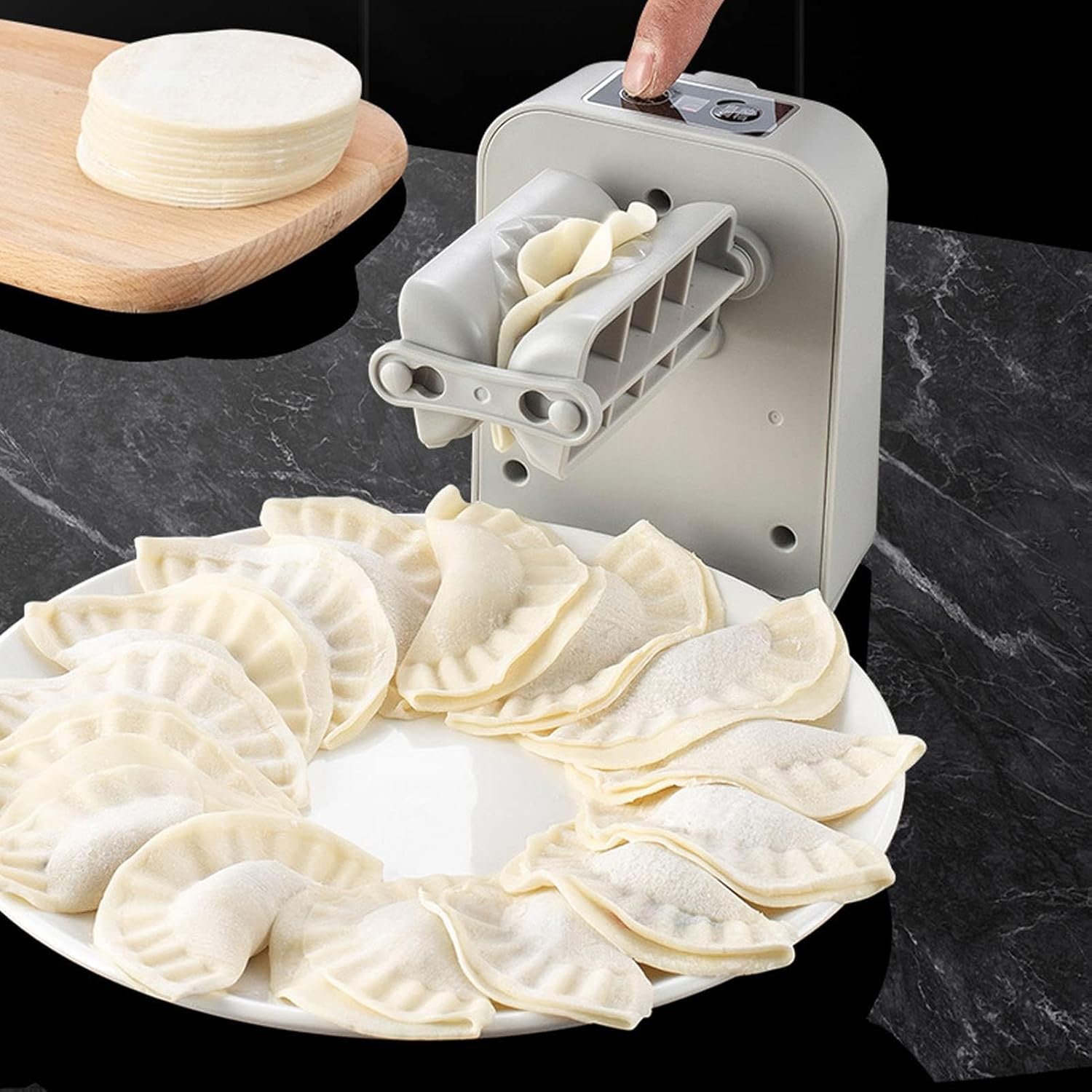 Electric Dumpling Maker Machine, Household Automatic Dumpling Maker with Filling Spoon Brush Forming in One Second Two Modes Dumpling Making Tool Kitchen Gadgets