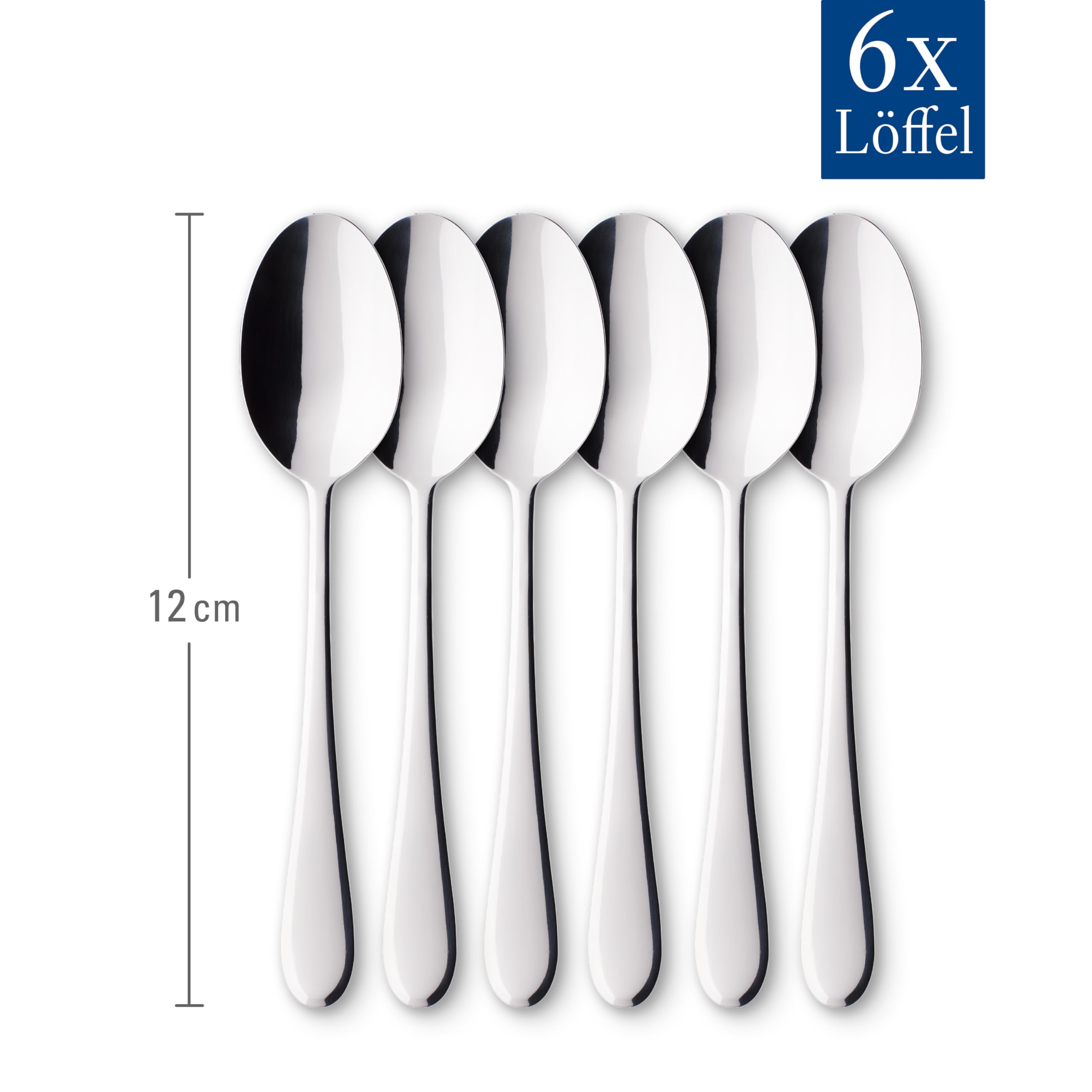 Villeroy und Boch Oscar 6-częściowy zestaw łyżeczek do espresso, stal szlachetna 18/10, 20,5 x 13,5 x 3 cm