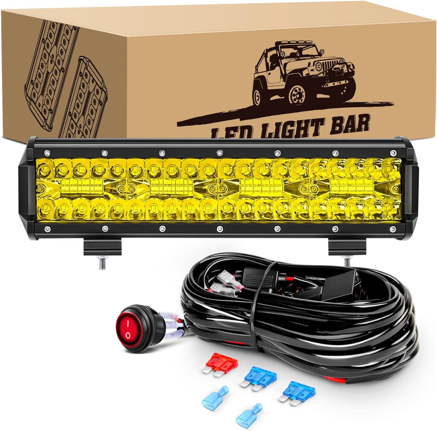 GOOACC 12Inch 240W Triple Row Amber Led Light bar 30000LM