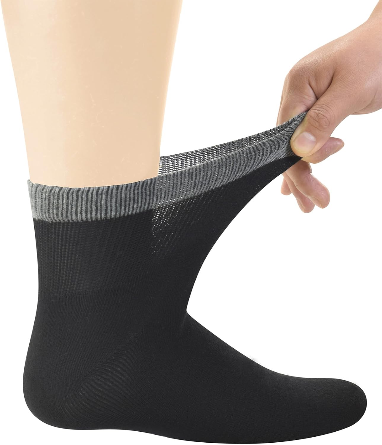 Yomandamor Men's Bamboo Diabetic Ankle Socks with Seamless Toe and Non-Binding Top,6 Pairs L Size(10-13): Health & Personal Care