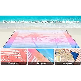 WIWIGO Beach Blanket Waterproof Sandproof Beach Mat 79 X 83/10\'x9\'for 2-8 Adults Quick Drying Outdoor Picnic Mat Beach Accessories for Travel, Camping, Hiking