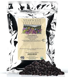 Starwest Botanicals Organic Dried Elder Berries, 1 Pound Bulk | Immune System Support Booster For Making Tea, Syrup, Gummies