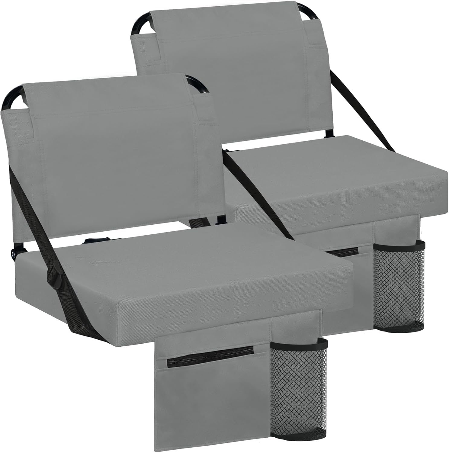 Stadium Seat for Bleachers with Back Support and Wide Padded Cushion Stadium Chair - Includes Shoulder Strap and Cup Holder