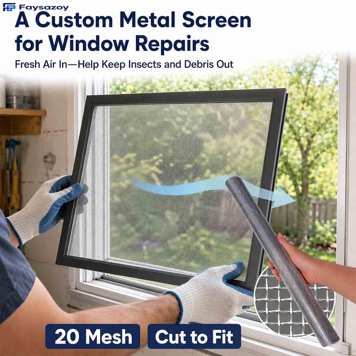 Long 304 Stainless Steel Wire Mesh Screen Roll, 15.7 x 59 in, 20 Mesh