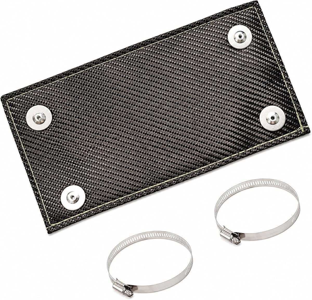 Carbon Pipe Heat Shield 4" x 8" Exhaust Heat Shield, Two-layer Material Design Heat Protection up to 1800°F, Protects Heat Sensitive Components, Hoses, Lines, and Electrical Wiring