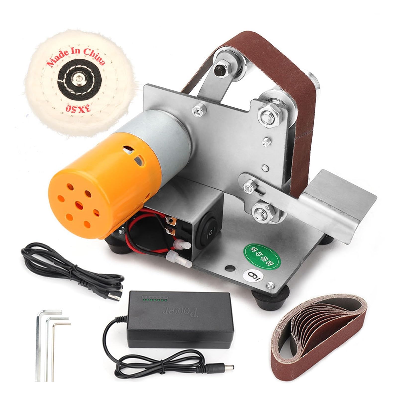 Polerka, szlifierka oscylacyjna, Wielofunkcyjna szlifierka Mini elektryczna szlifierka taśmowa DIY szlifierka do polerowania ostrzarka do krawędzi do szlifowania, polerowania(Style 1)