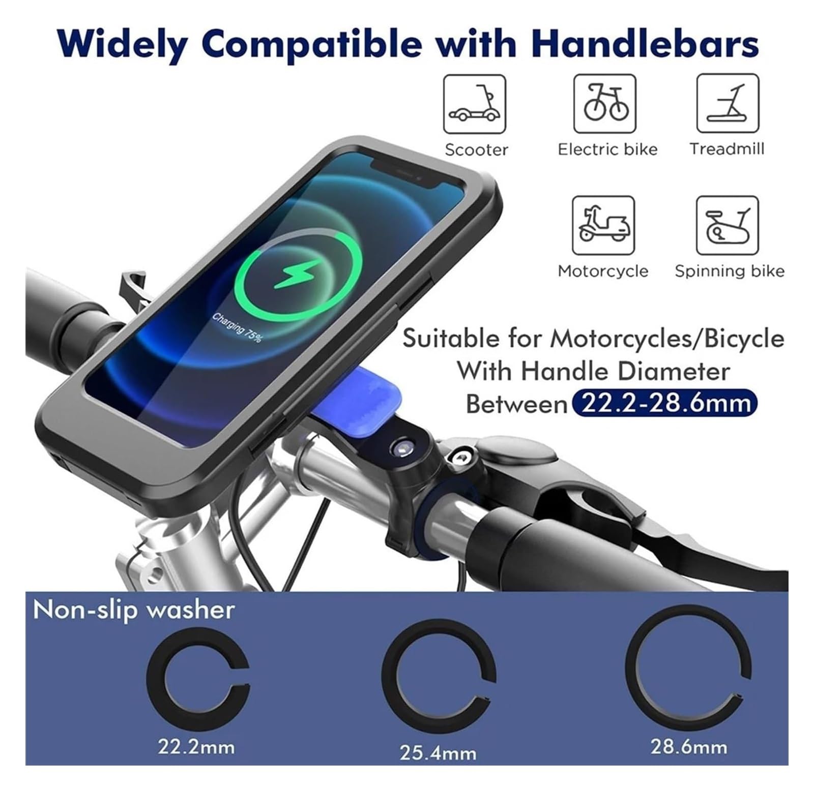 Motocicleta Soporte Navegación Soporte De Teléfono para Bicicleta Y Motocicleta, Cargador Inalámbrico Magnético Resistente Al Agua USB GPS para Bicicleta Y Motocicleta Soporte