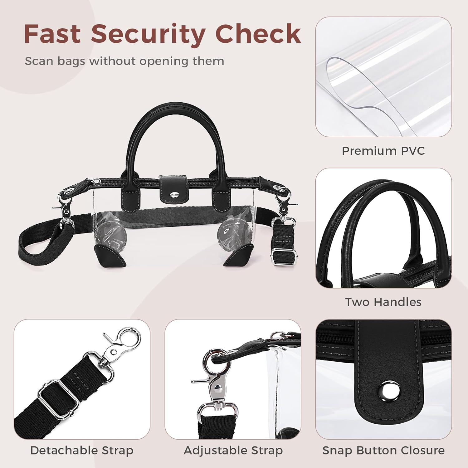 OFY Clear Bag for Stadium Approved Clear Stadium Bags for Women Small Crossbody Purse Handbags for Concerts Sports Events
