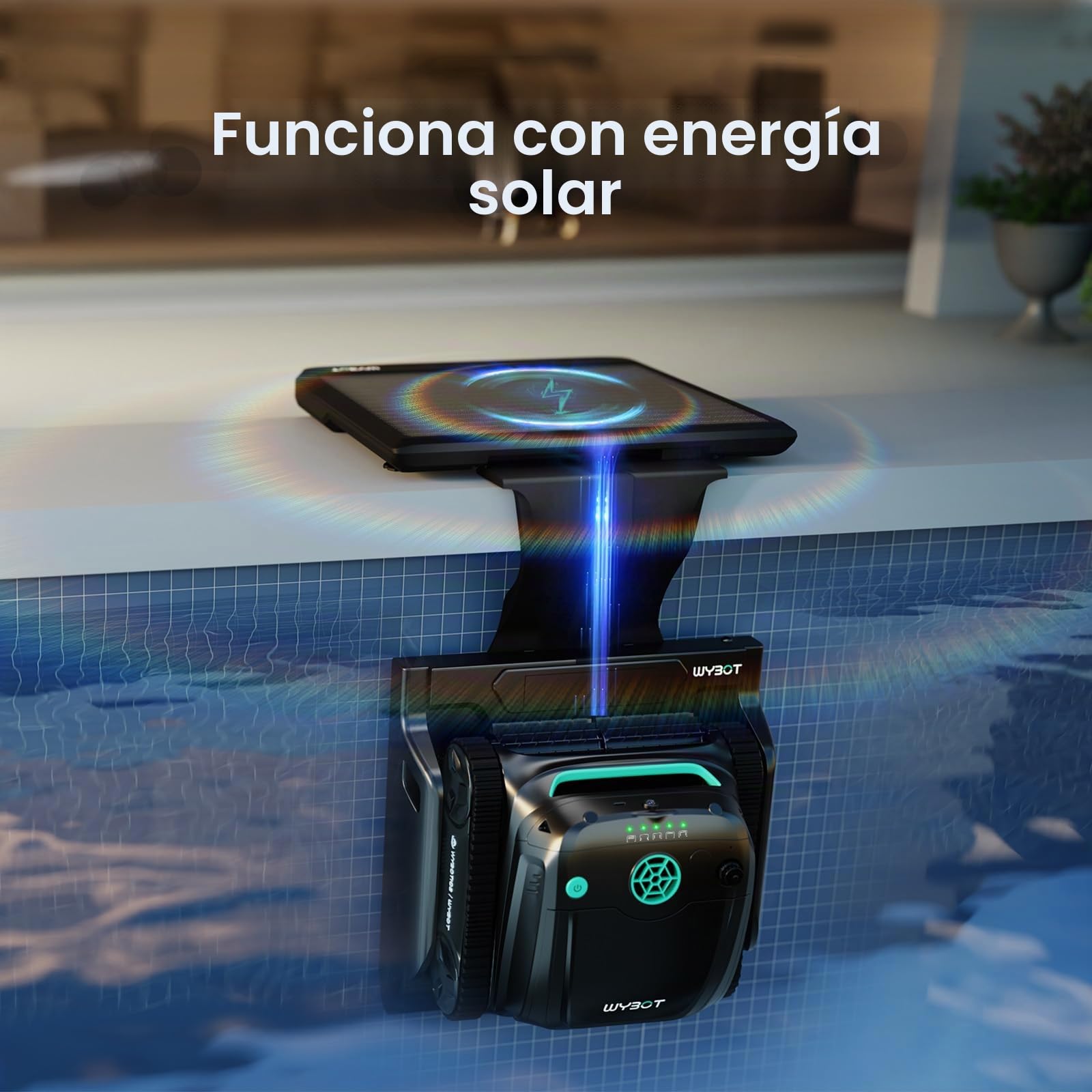 WYBOT S2 Solar Vision Robot Limpiador de Piscinas, con Cámara con IA, Carga Solar, Retorno y Carga Automáticos, Limpieza Programada Mejorada, Limpieza por Zonas, Sistema de Adsorción 3D (Gris)