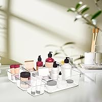 Vista 3 de 8 Pack Drawer Organizer - 3" X 3" Clear Acrylic Storage Bins with Non-Slip Pads, Versatile Desk Tray for Makeup, Jewelry, Kitchen, Bathroom, and