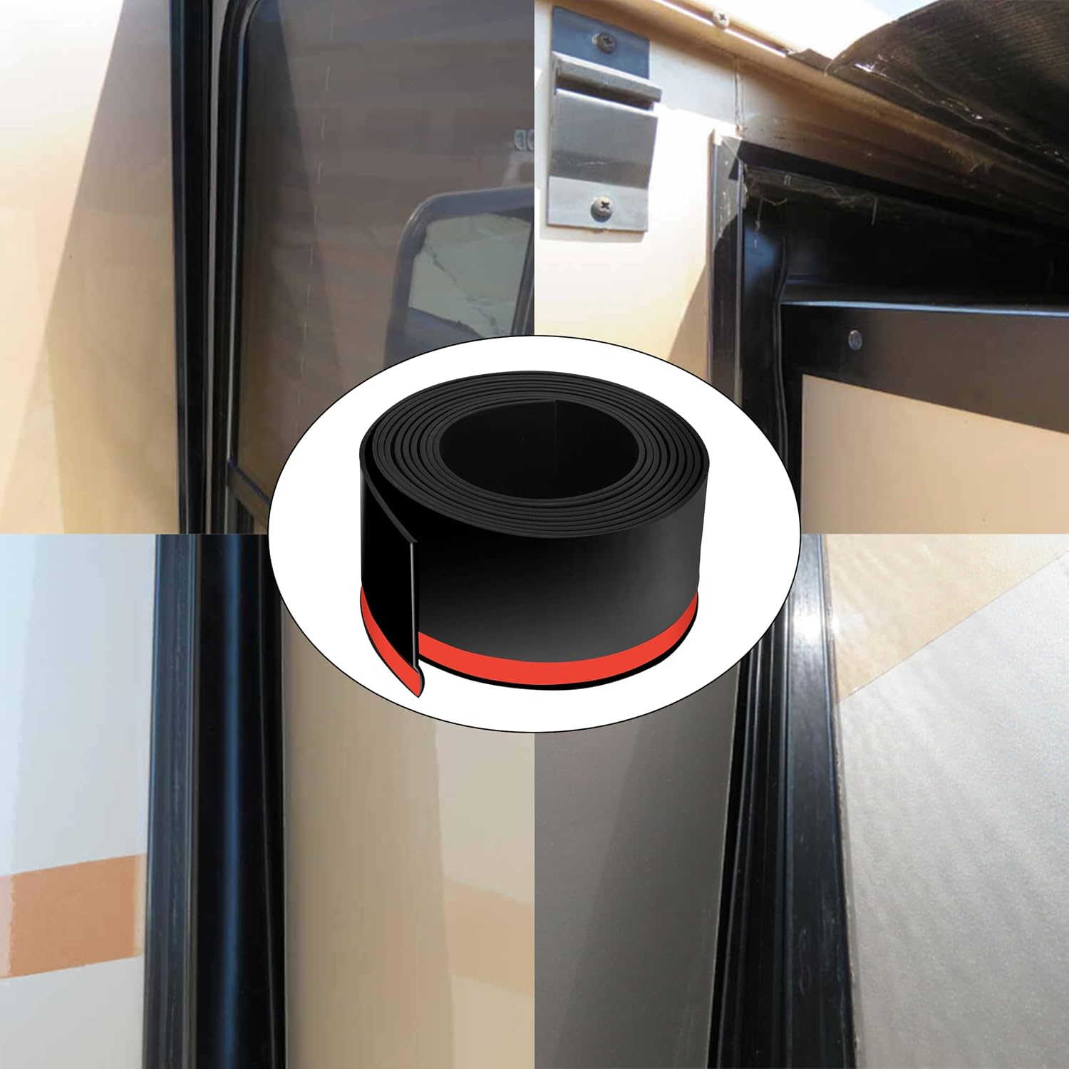 4 Inch RV Slide Out Seal, 15 Ft Truck Black Rubber Weather Stripping for Camper Rubber Slide Out Seal, RV Slide Out Weather Stripping Wiper Seals with Adhesive Tape for Keeping Out Noise and Weather